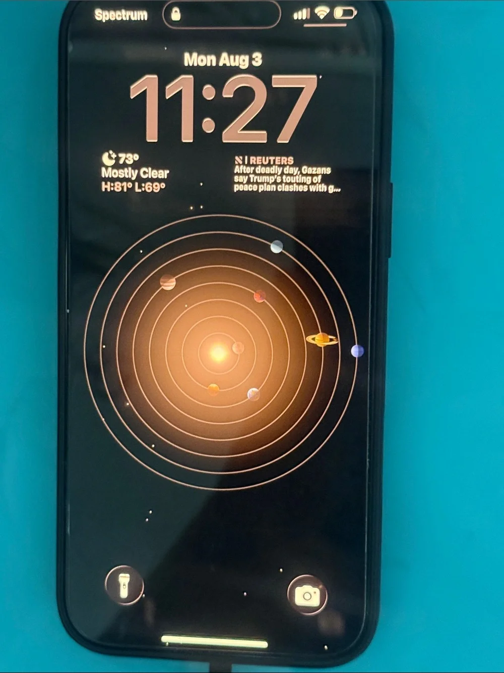 Apple iPhone Pro Max 16 Case in Black with Space Lock Screen. Changes Colors